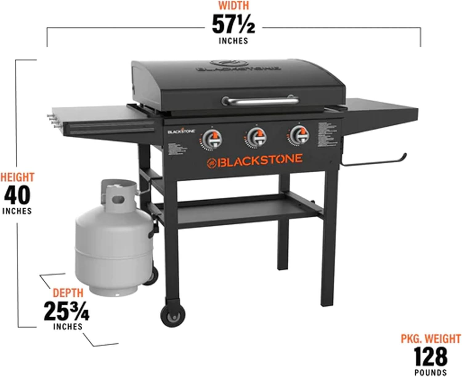 28 Inch 3-Burner Outdoor Flat Top Grill with Hood and Seasoning B121679