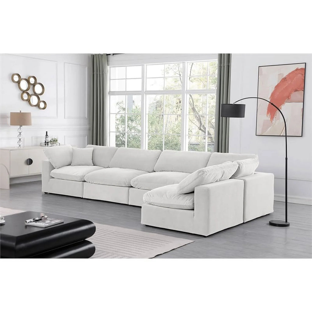 Cream Velvet Modular Sectional A2228
