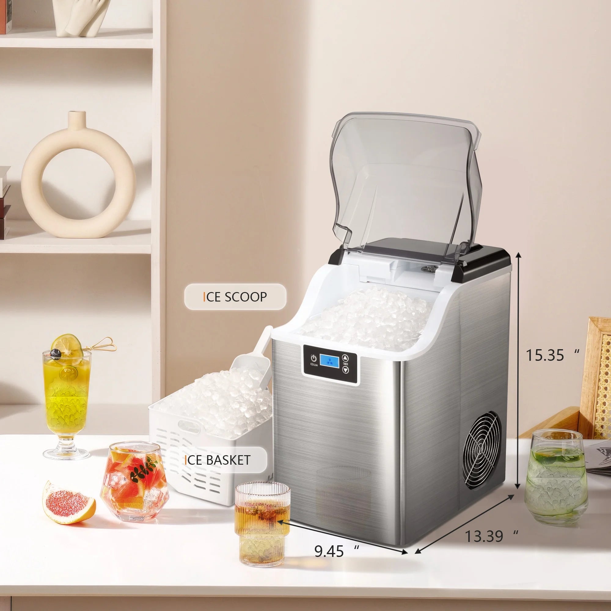 Countertop Ice Maker, Nugget Chewable Soft Ice, Compact V30659