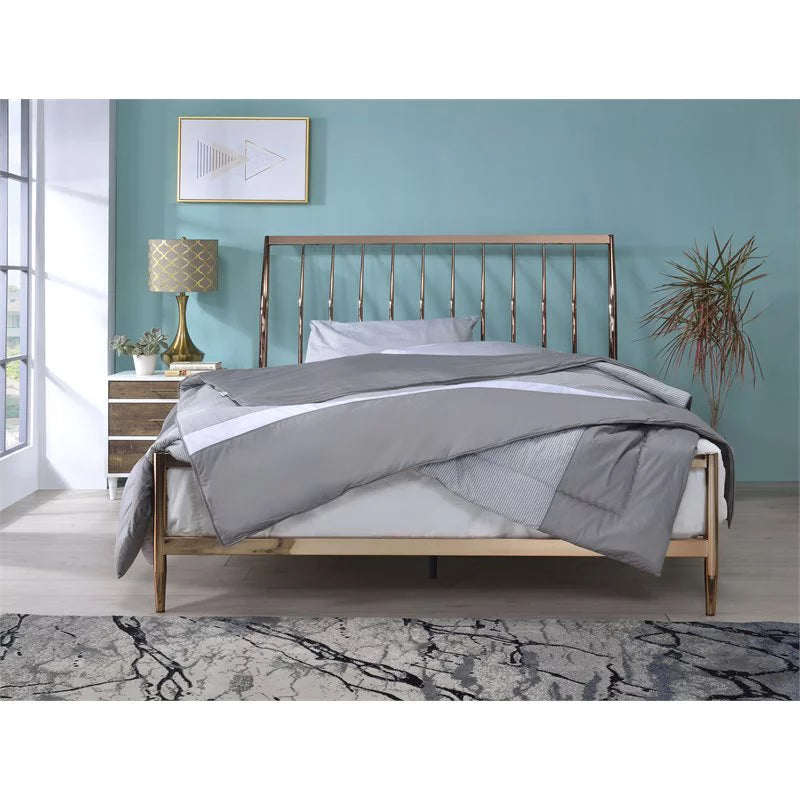 Contemporary Queen Metal Frame Sleigh Bed Z36871
