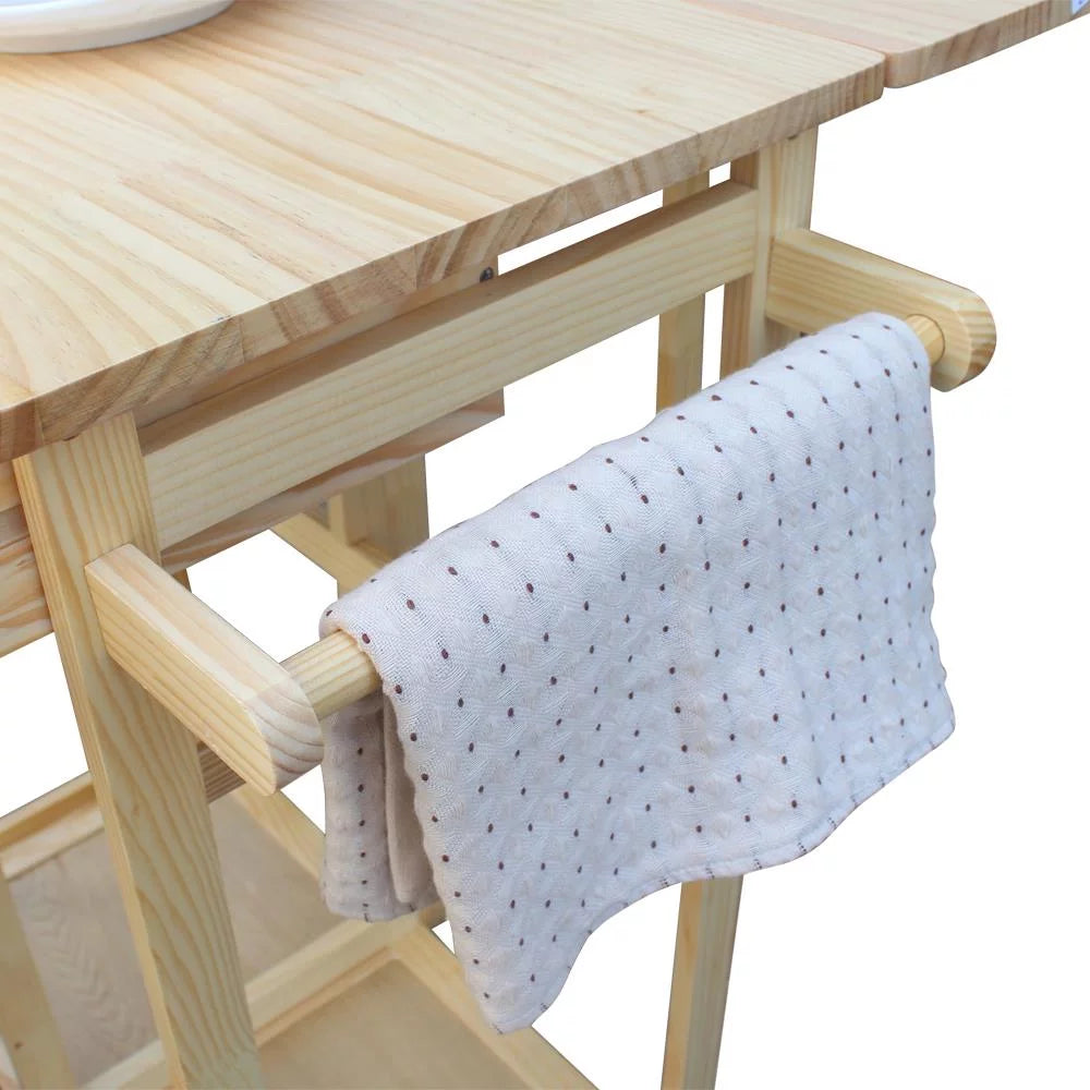 Kitchen Island Rolling Trolley Cart with Stools E6755