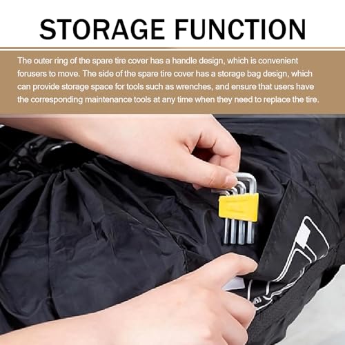 Car Spare Tire Cover, Dust and Scratch-Proof, Portable with Pocket and Handle H39200