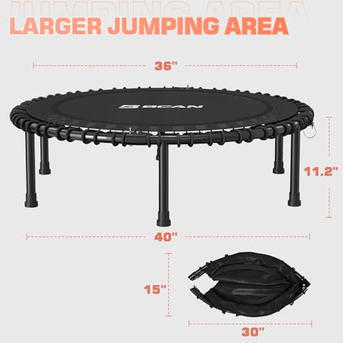 Foldable Mini Trampoline for Adults, 40/48 Inch Indoor Exercise Rebounder N9596