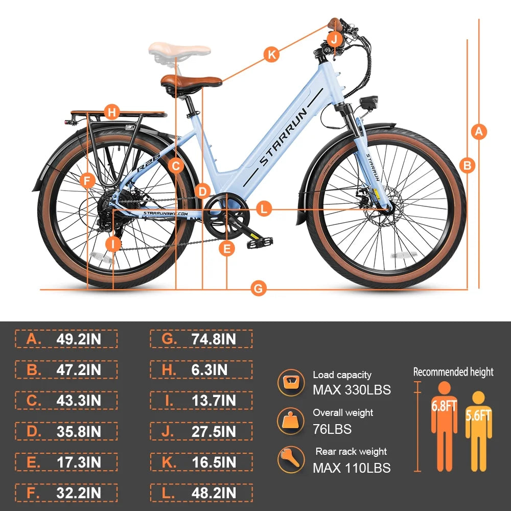 Electric Bike for Adults, 500W, 48V 12Ah, 7-Speed N5037