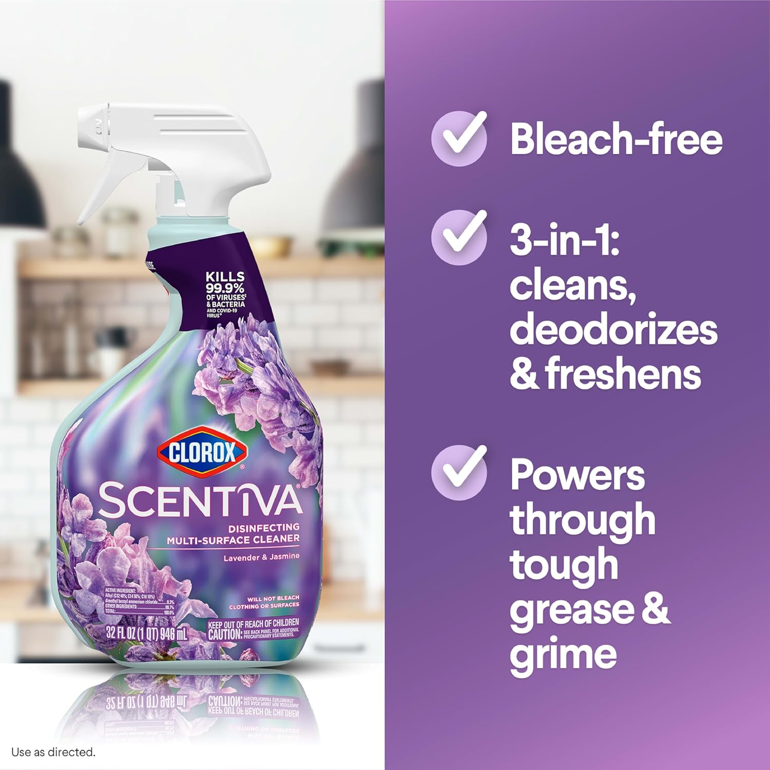 Disinfecting Multi-Surface Cleaner, Lavender and Jasmine, 32 Fl Oz B245