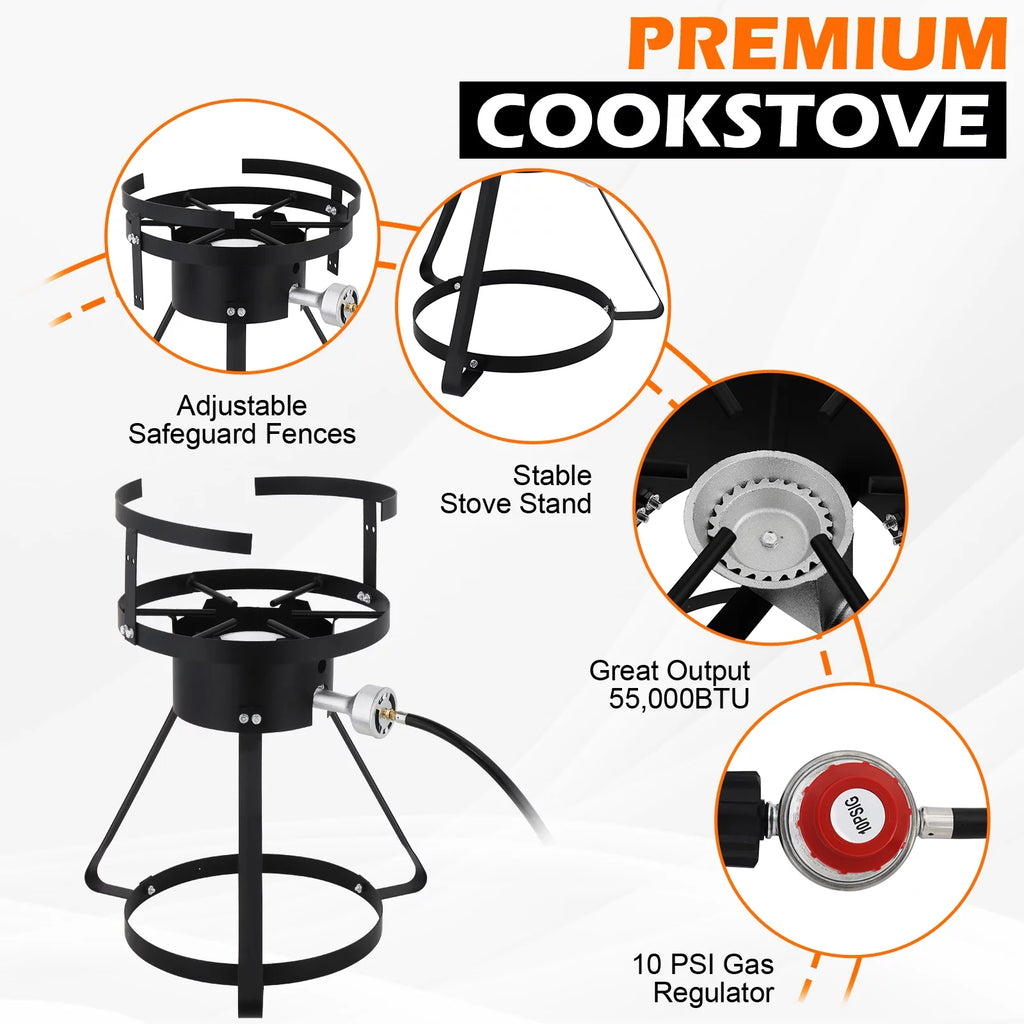 Turkey Fryer 30 Qt Cooker Set with Tripod Stand and Gas Burner S2157