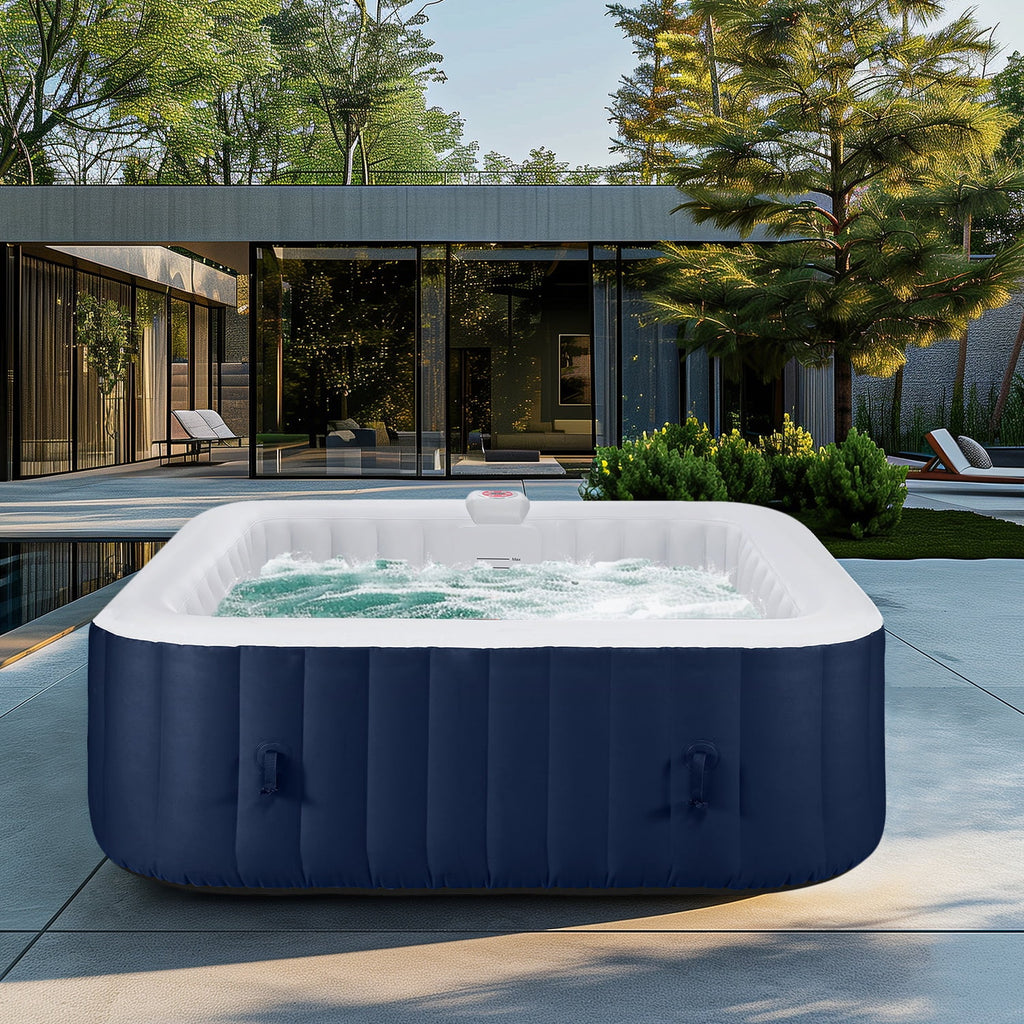 Inflatable Hot Tub for 6 Person, Portable Spa with 130 Jets, Lockable Cover and Storage Bag T3539