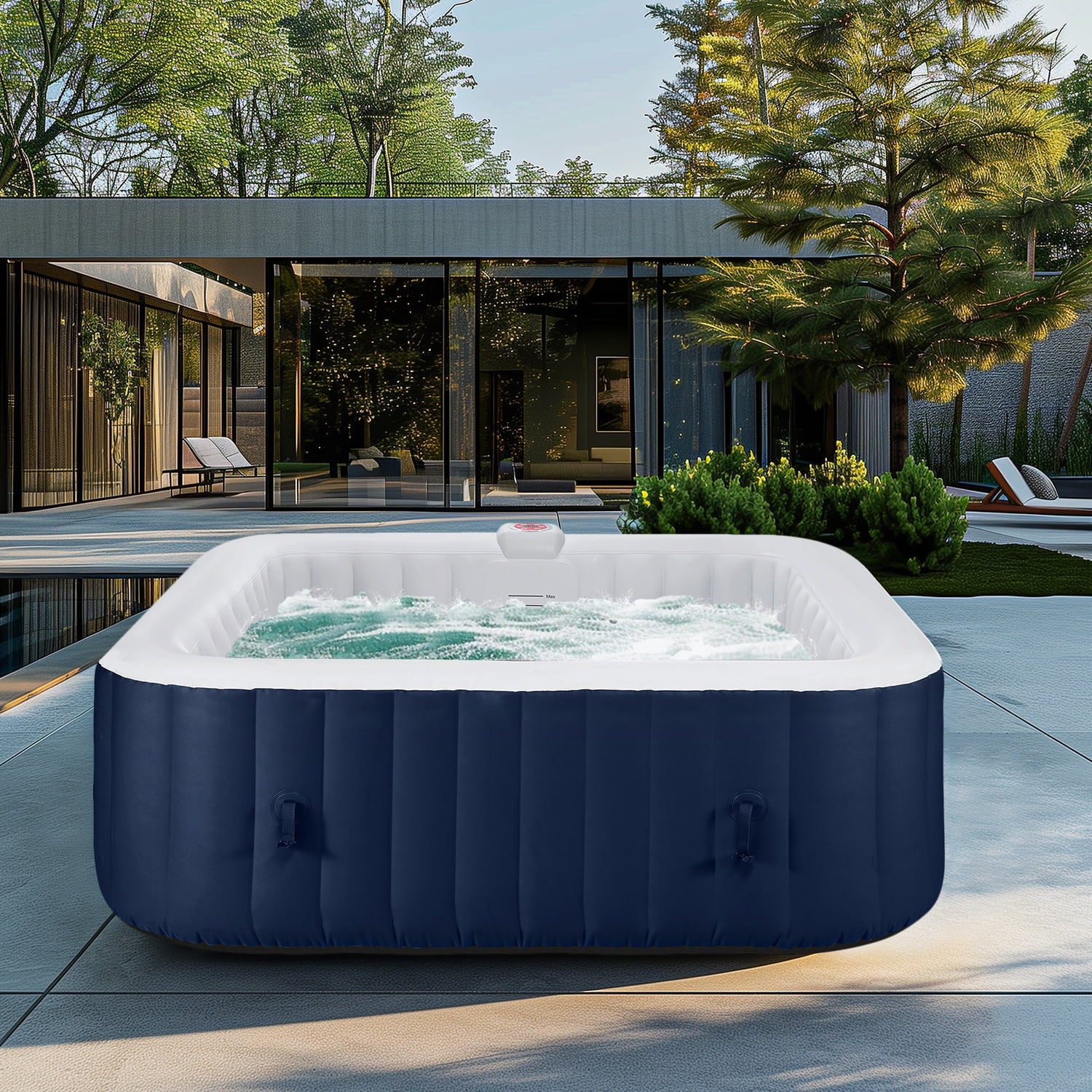 Inflatable Hot Tub for 6 Person, Portable Spa with 130 Jets, Lockable Cover and Storage Bag T3539