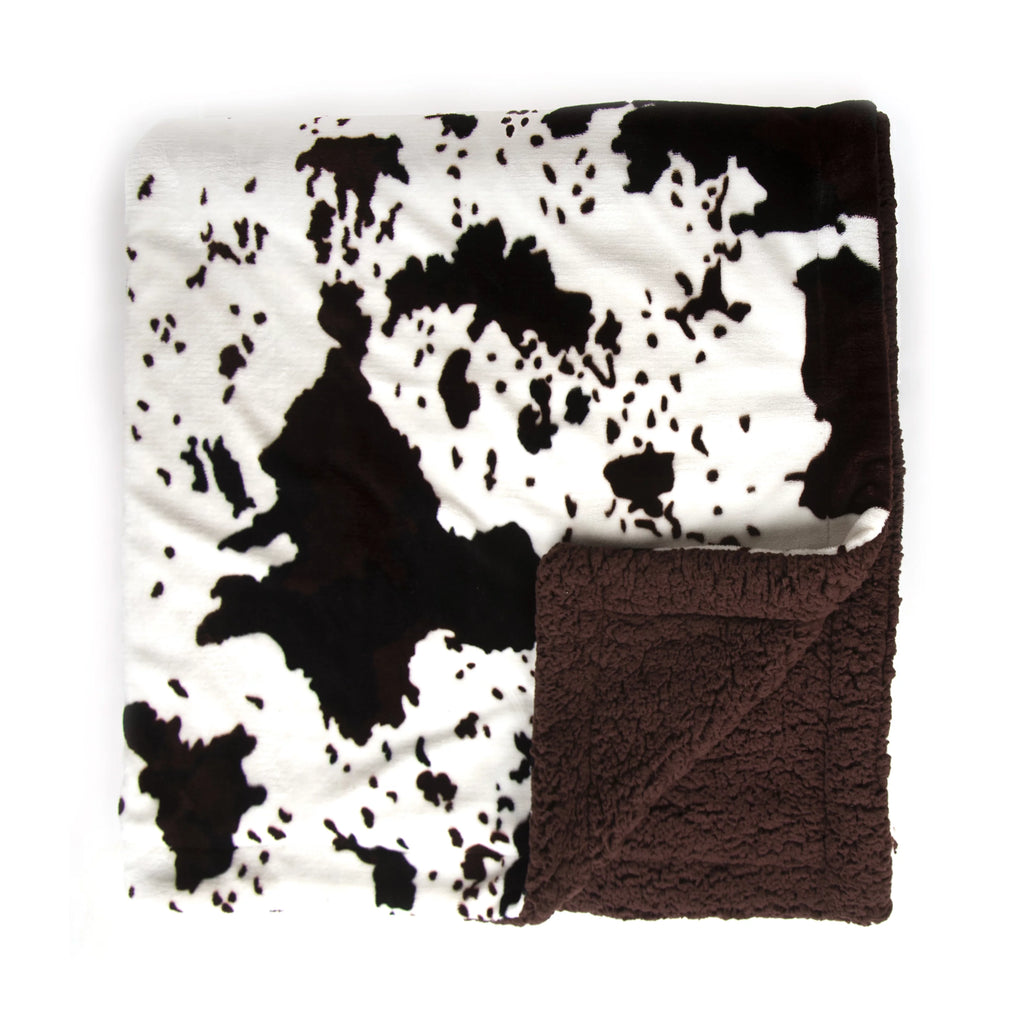 Brown Cowhide Print Sherpa Throw Blanket H4647