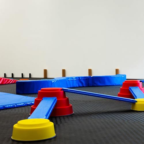 Interlocking Foam Gym Flooring Mat, 1 Inch Thick, 6 Tiles, Black C4472