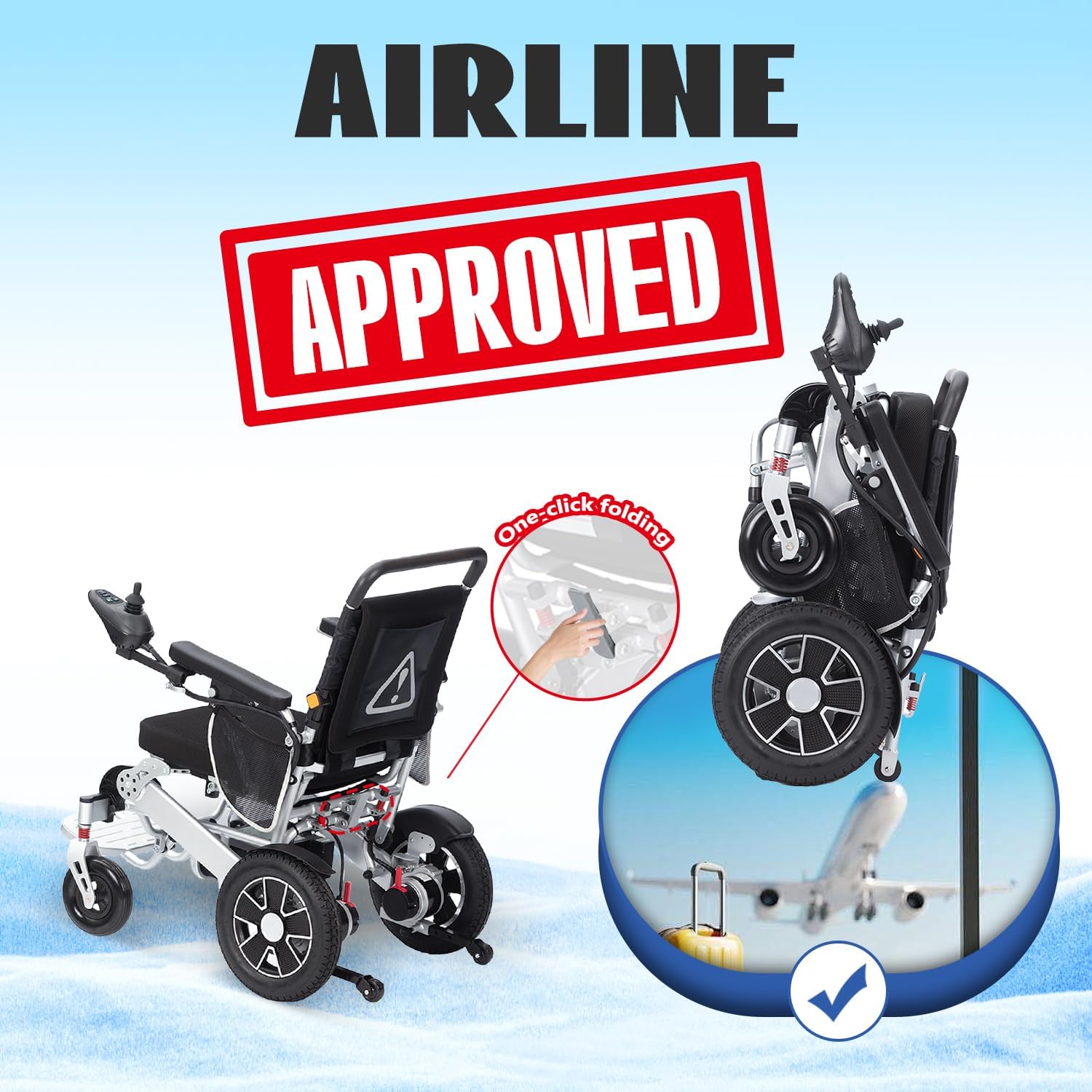 Electric Wheelchair for Adults, Lightweight Folding, 20 Mile Range X947