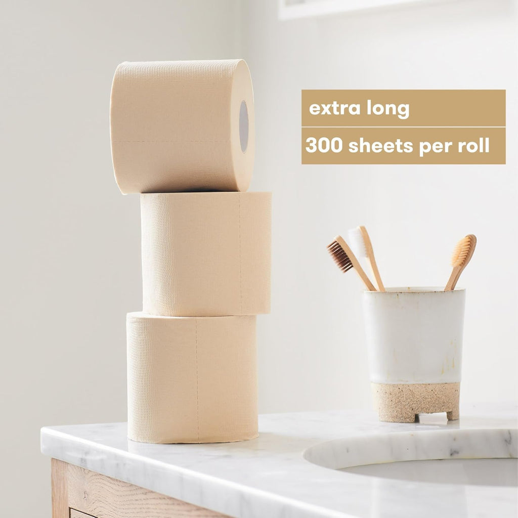 Bamboo Toilet Roll 48 Pack, Unbleached 3 Ply, 300 Sheets Z300225