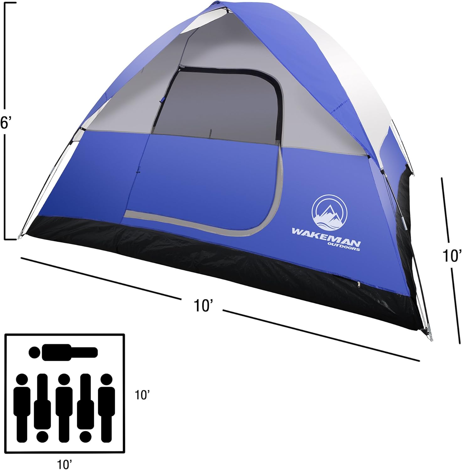 6 Person Water-Resistant Camping Tent with Removable Rain Fly J181473