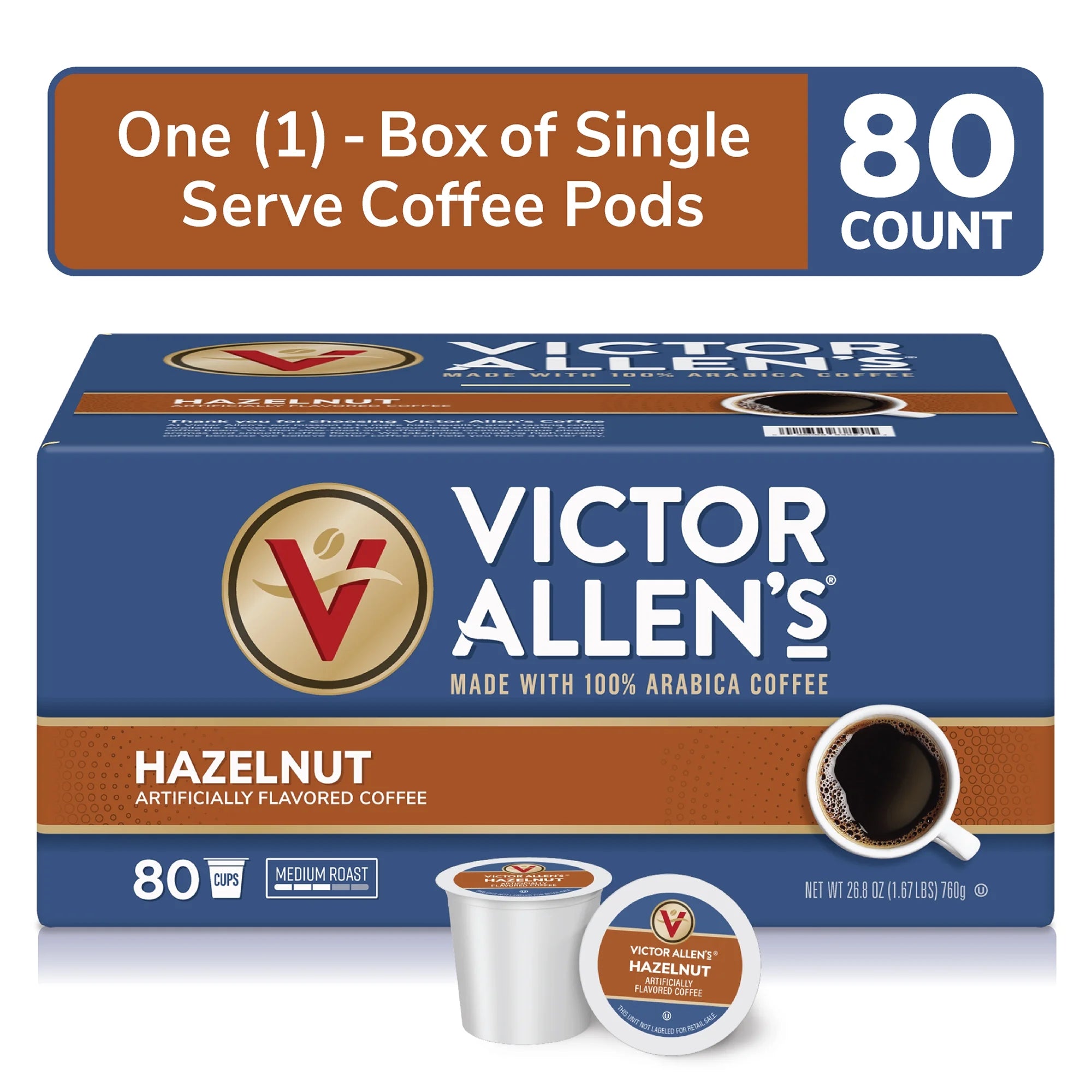 Hazelnut Medium Roast Coffee Pods, 80 Count U510