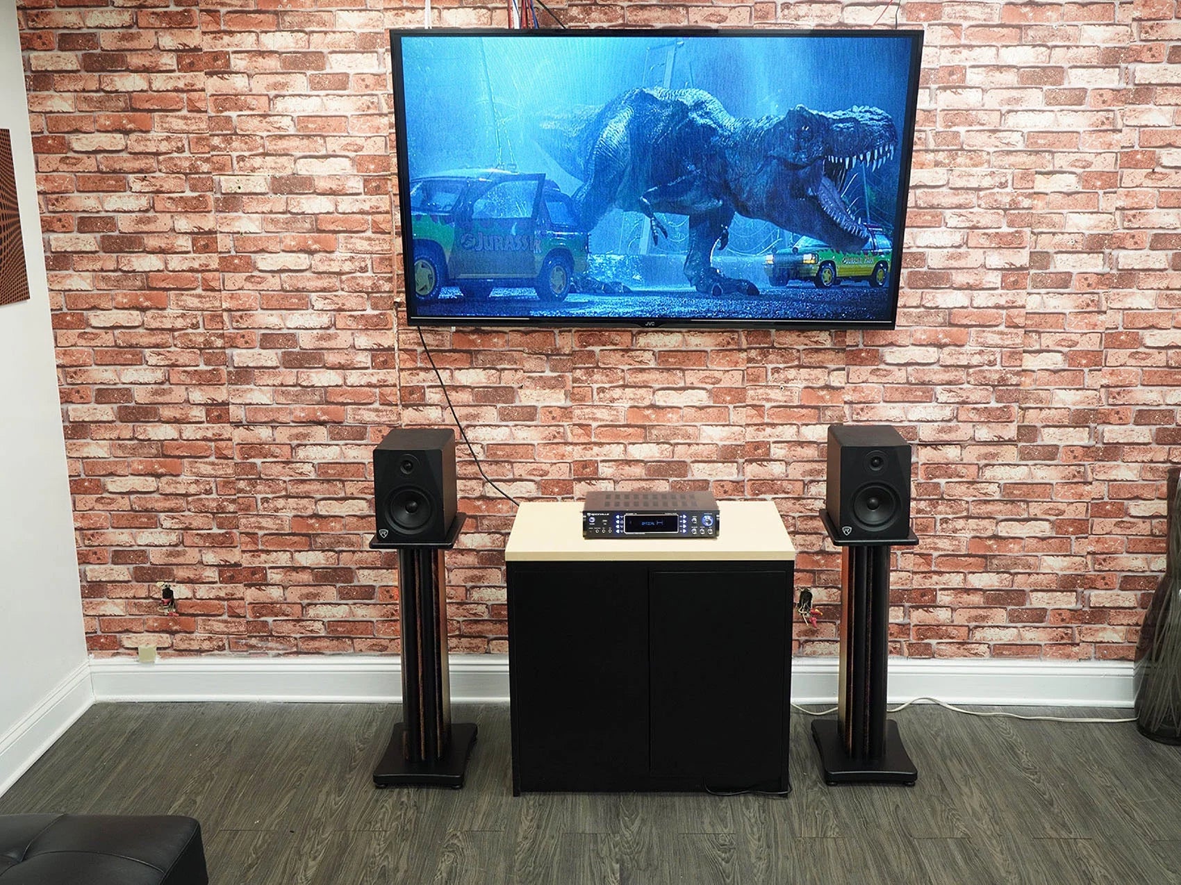28" Speaker Stands, Dark Wood Grain G87170