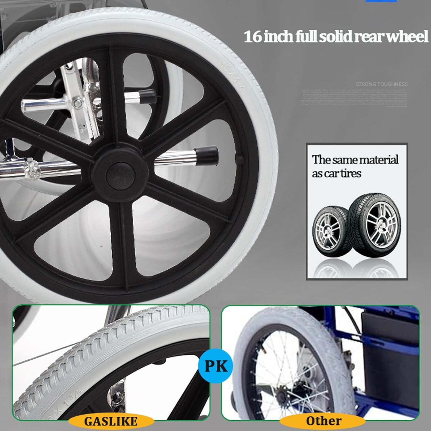 Lightweight Folding Transport Wheelchair with Handbrakes and Swing-Away Footrest J435643