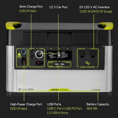 Portable Power Station, 1000W Solar Generator, USB and AC Outlets for Camping C86775
