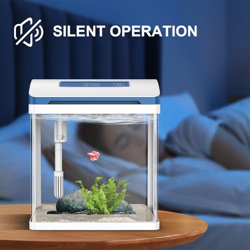 Self-Cleaning 2 Gallon Glass Betta Fish Tank Starter Kit with Adjustable Light L706