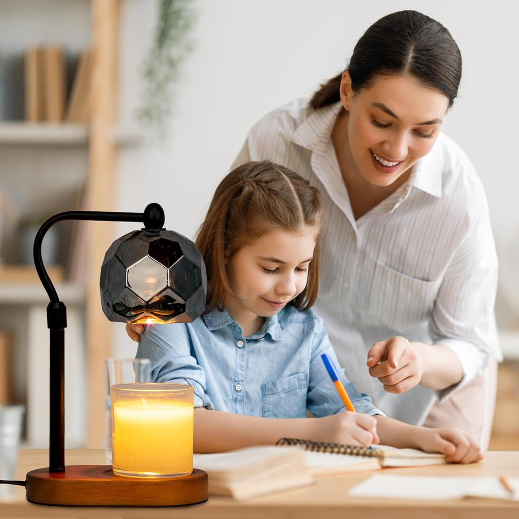 Candle Warmer Lamp with Timer, Adjustable Dimmer and Height, Wooden Base C5110