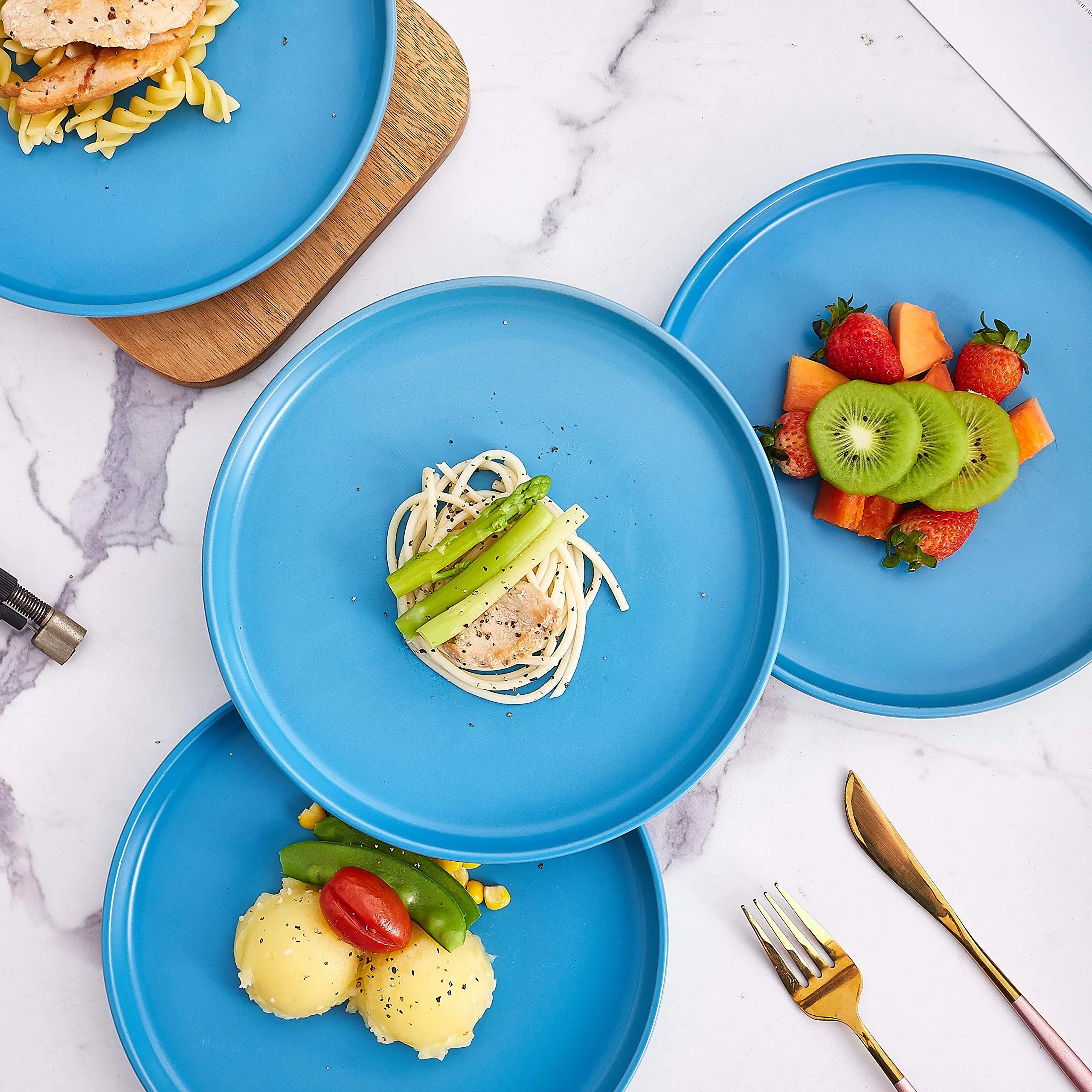 Christmas Dinner Plates Set of 4 Matte Ceramic 8 Inch F912