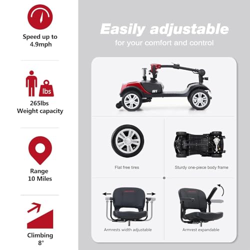 Folding 4 Wheel Mobility Scooter for Seniors, Compact Electric Travel Scooter G3239