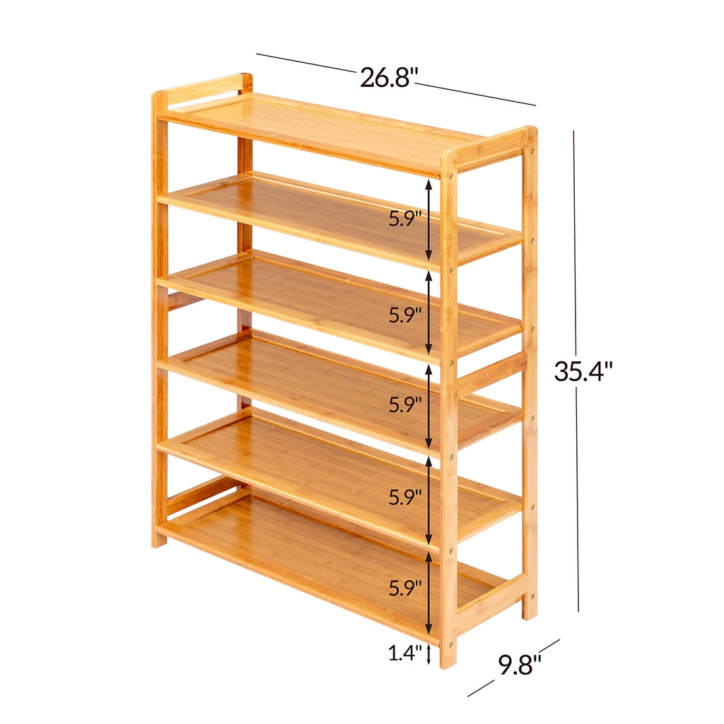 Bamboo Shoe Storage Rack 6-Tier, Holds 18-24 Pairs T72710