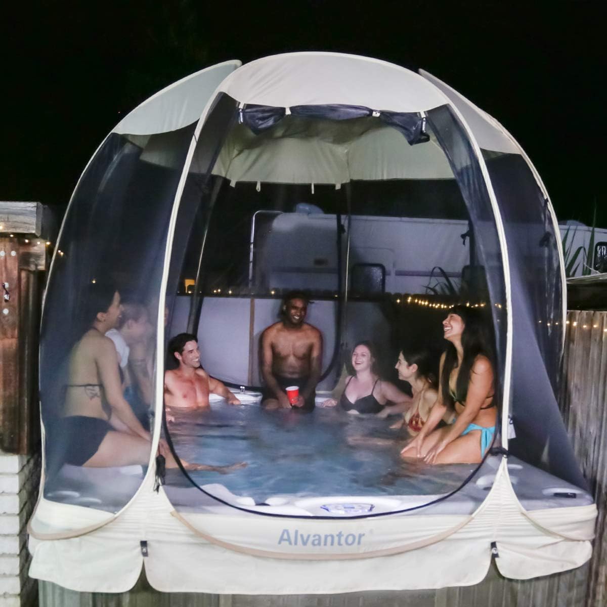 Pop Up Camping Screen House Tent with Mesh Walls, 6x6 ft Beige A5591