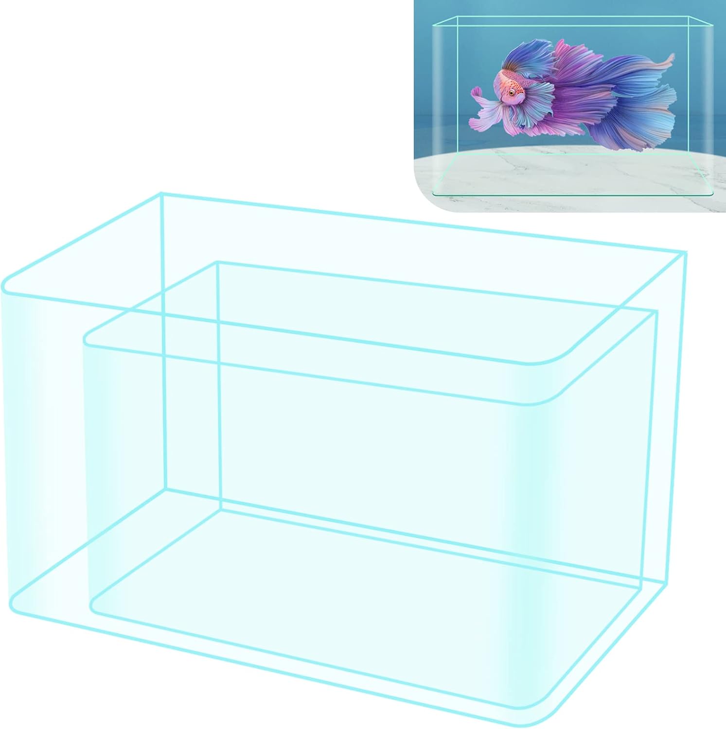 2 Pack 4 & 2 Gallon Rimless Fish Tank for Betta, Nano, Goldfish, Snail, Shrimp S812
