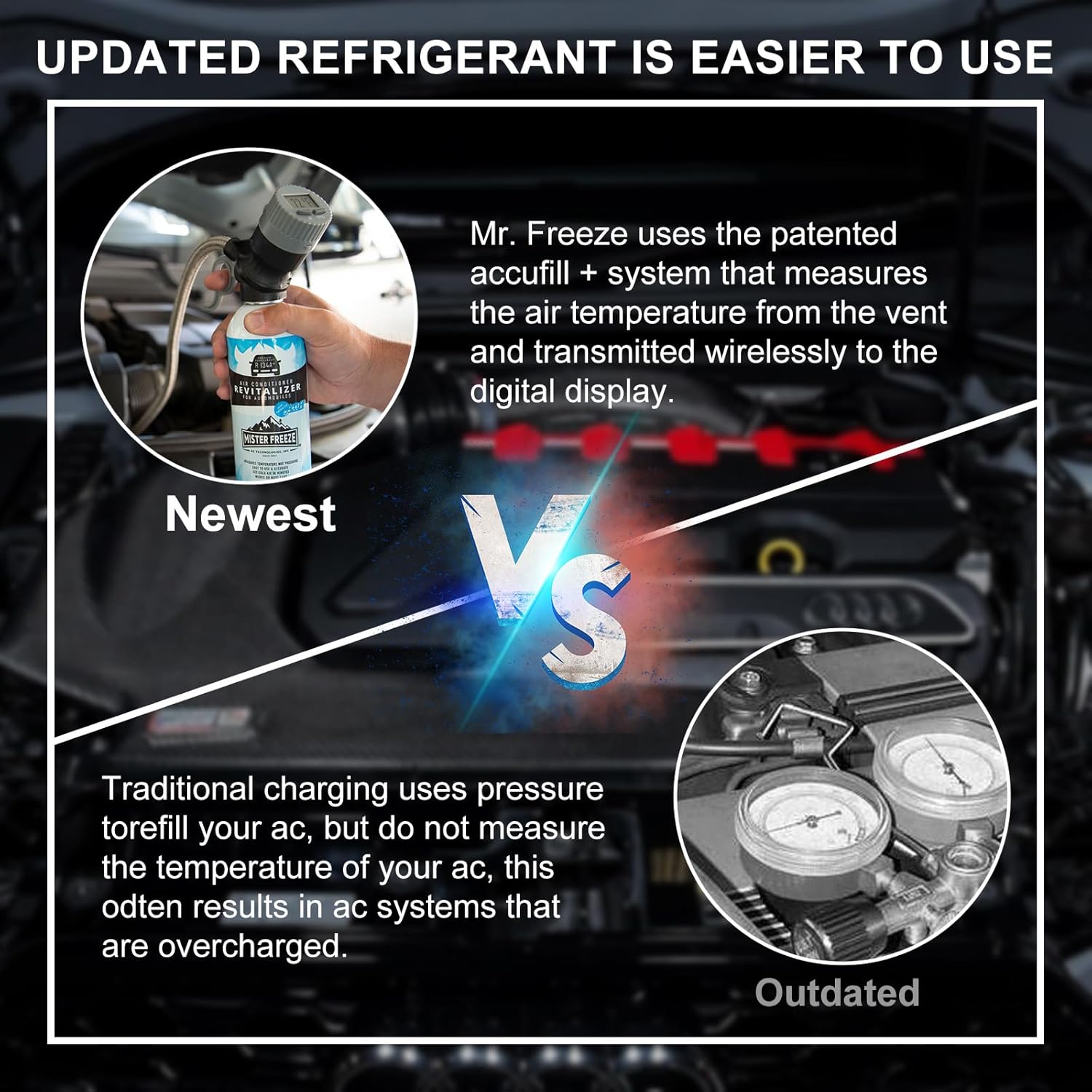 AC Refrigerant Recharge Kit with Wireless Digital Temperature Sensor, 14 oz D91068