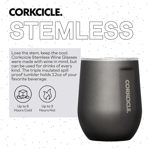 Insulated Stemless Wine Glass Tumbler, 12 oz, Stainless Steel, Powder Blue X9797