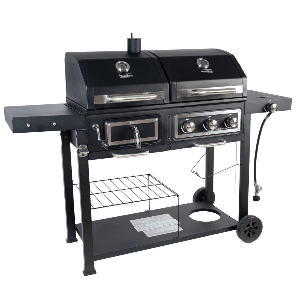 Dual Fuel Gas & Charcoal Combo Grill, Black with Stainless G2724