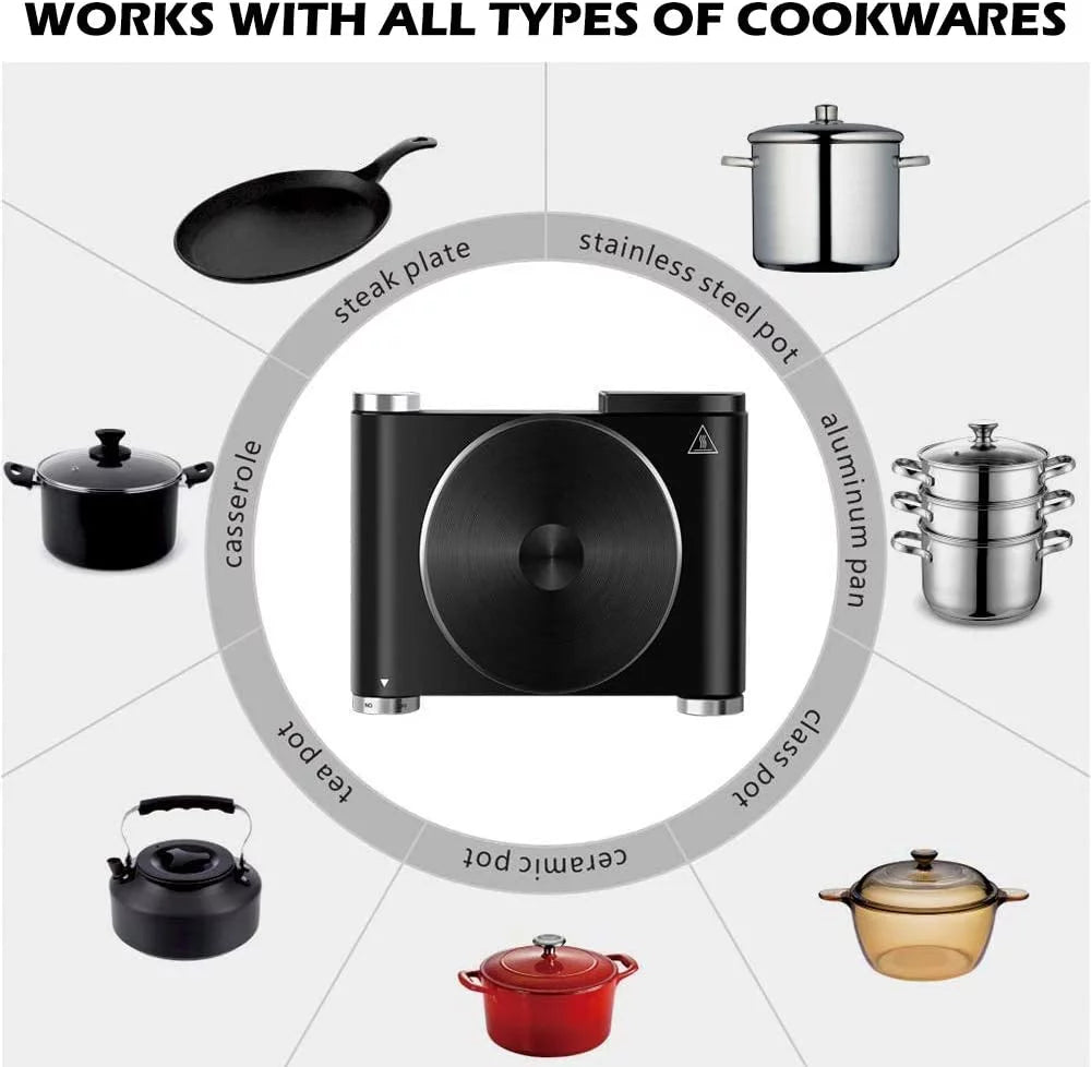 1500W Electric Hot Plate Portable Single Burner Adjustable Temperature M86372