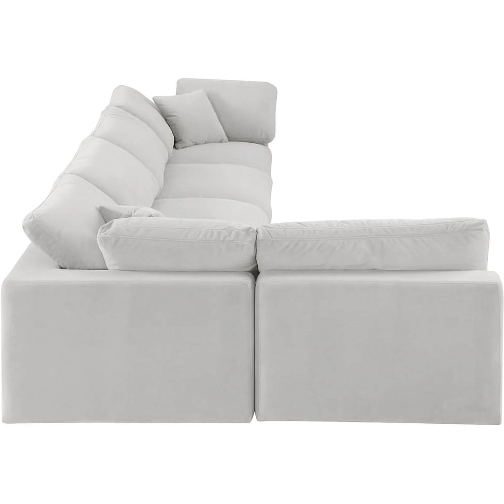 Cream Velvet Modular Sectional A2228