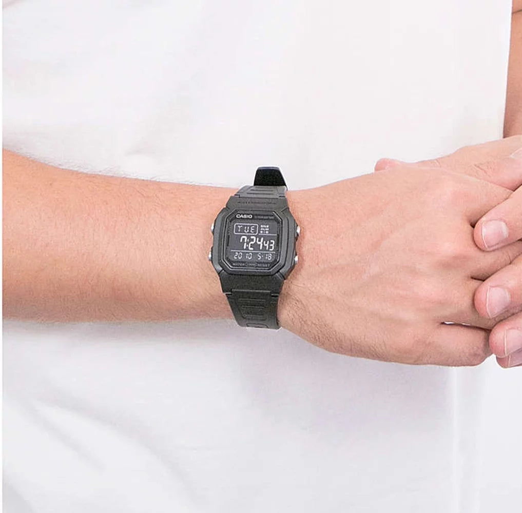 Men's Classic Digital Quartz 100m Black Resin Watch N177