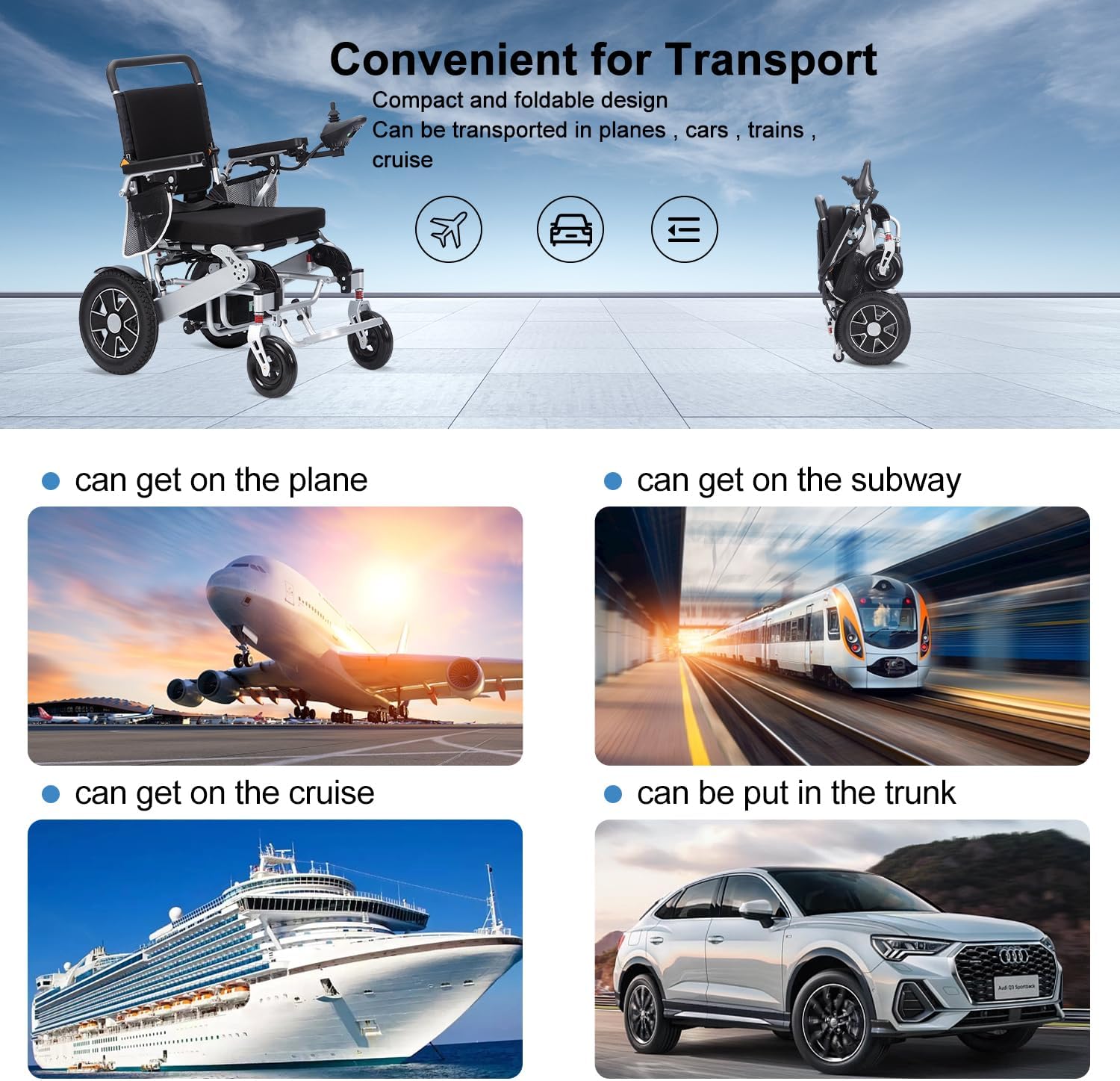 Electric Wheelchair for Adults, Lightweight Foldable, 20 Mile Range S34730