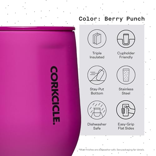 Insulated Stemless Wine Glass Tumbler, 12 oz, Stainless Steel, Powder Blue X9797