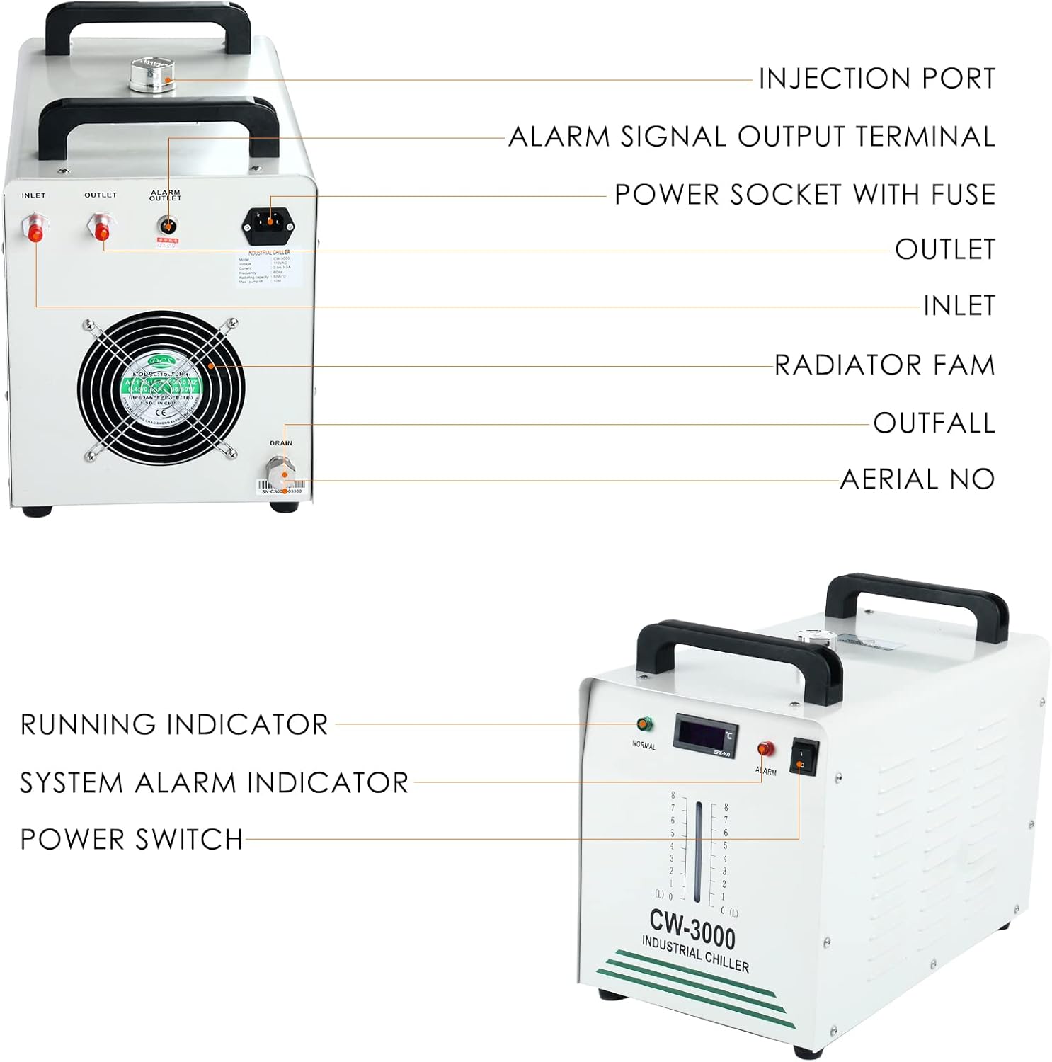Water Chiller for Laser Engraving Machine, 8L, 110V Y4263