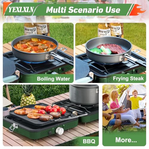Foldable 2-Burner Camping Stove with Griddle and Carrying Bag Z769
