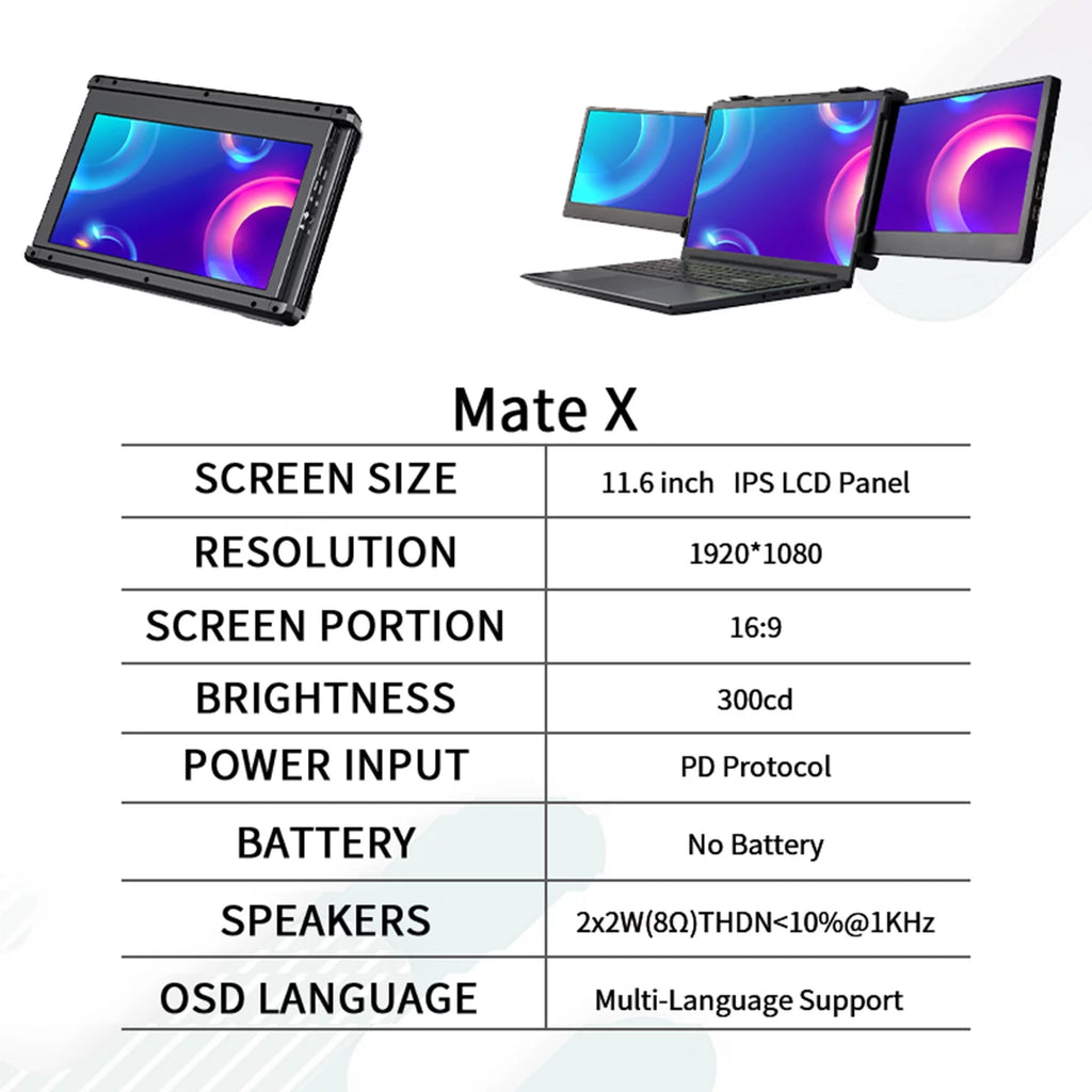Portable Dual Screen Monitor for Laptop 11.6 Inch IPS 1080P Z8992