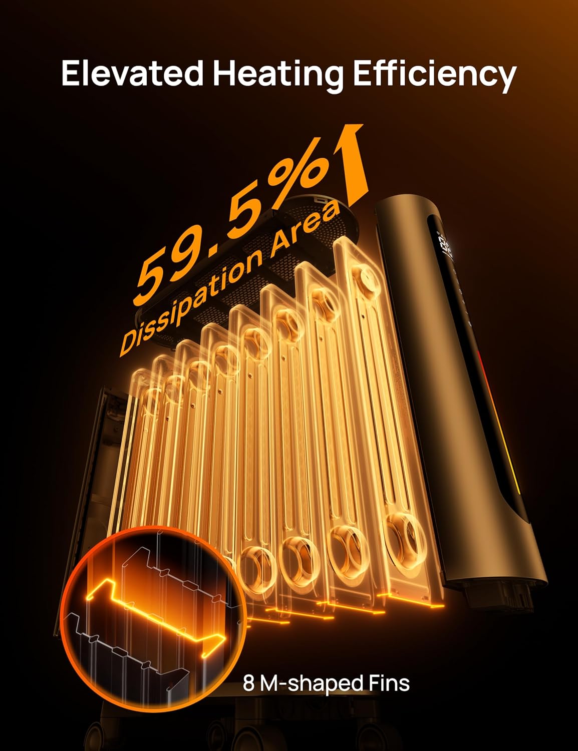 Oil Filled Radiator Heater, 1500W with Remote Control, 24-Hour Timer, Indoor Use M961