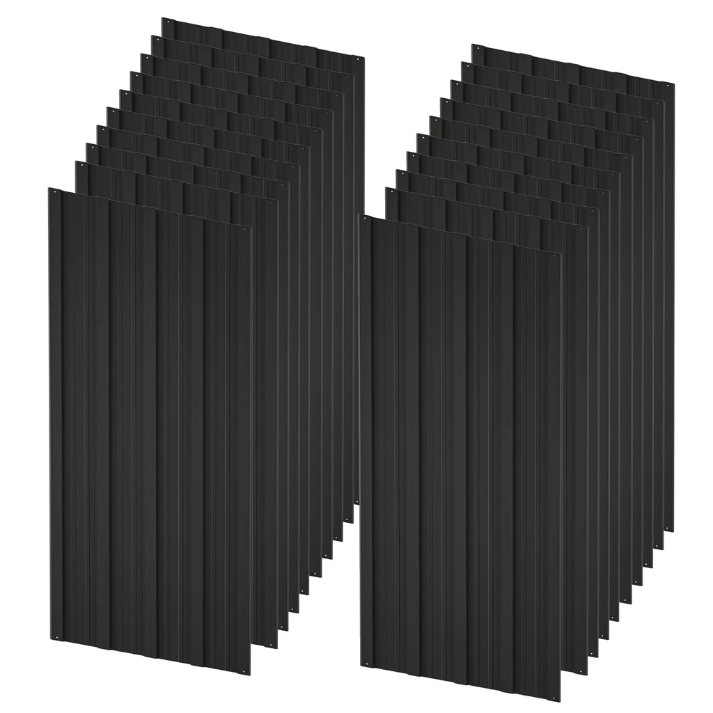 20 Pcs Galvanized Metal Roof Panels, Black W710405