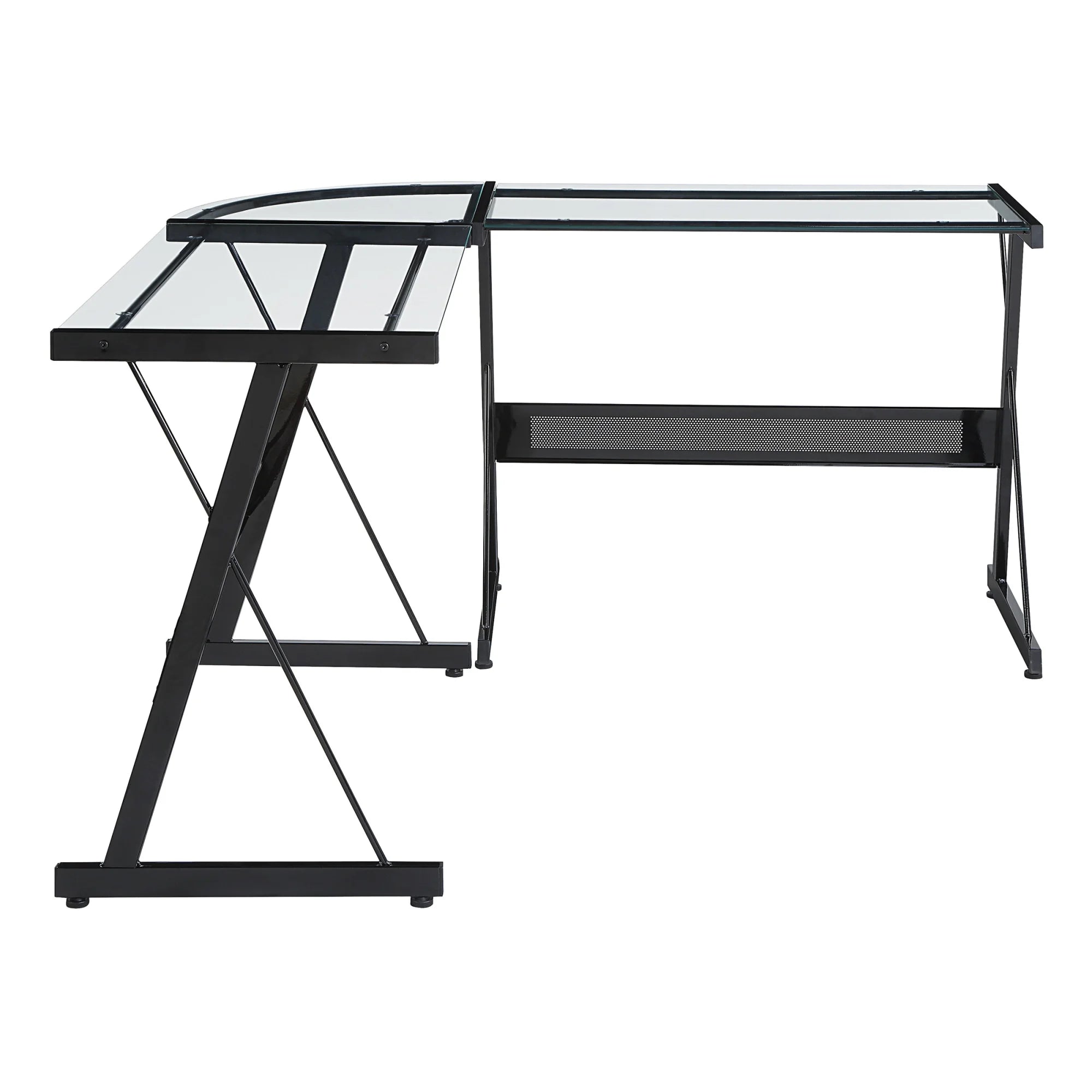 L-Shape Glass & Metal Desk L871973