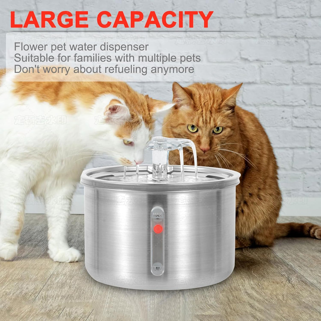Stainless Steel Cat Water Fountain with Quiet Pump, 67oz O79662