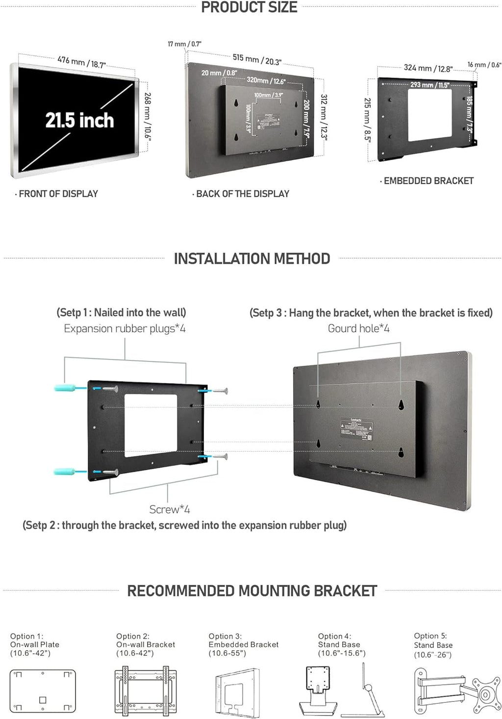 21.5 inch Smart Touchscreen Bathroom TV with 360° Rotation, Full HD 1080P L501832