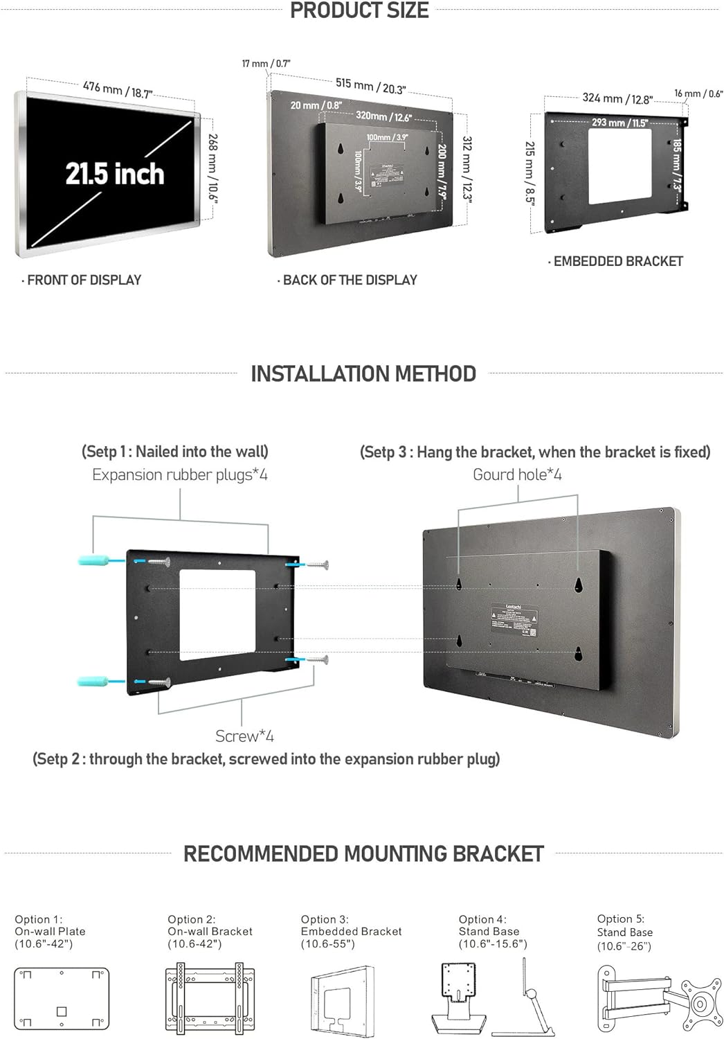 21.5 inch Smart Touchscreen Bathroom TV with 360° Rotation, Full HD 1080P L501832