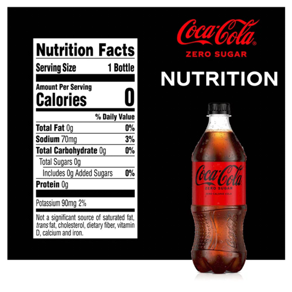 Zero Sugar Soda, 20 Fl Oz Bottle, Pack of 10 F9294