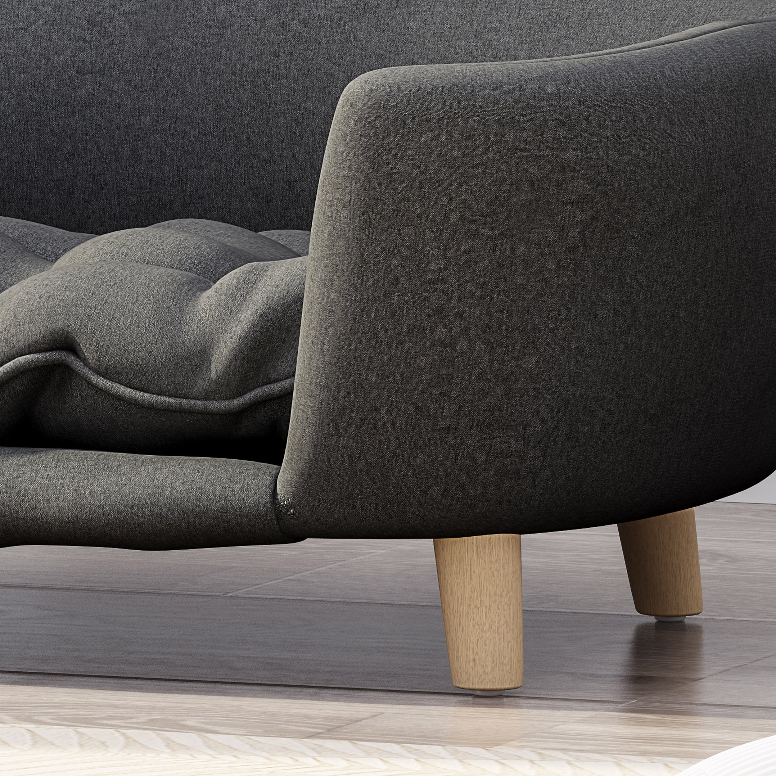 Mid Century Small Plush Pet Bed, Dark Gray and Natural R30939