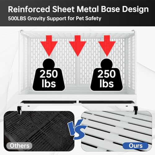 48 Inch Heavy Duty Dog Crate with Wheels, Folding Metal Cage X431