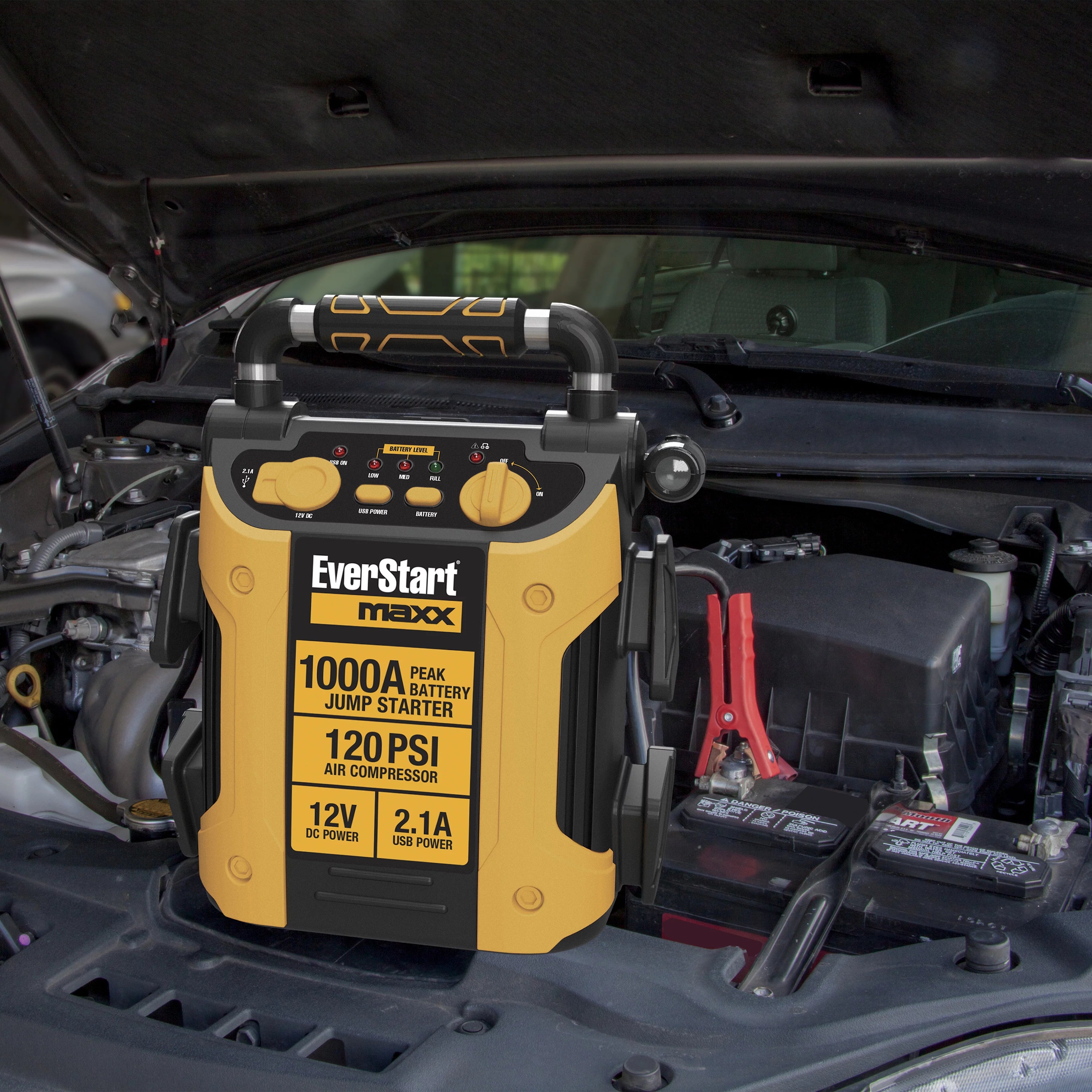 1000 Peak Amp Jump Starter with Compressor and USB Power S17185