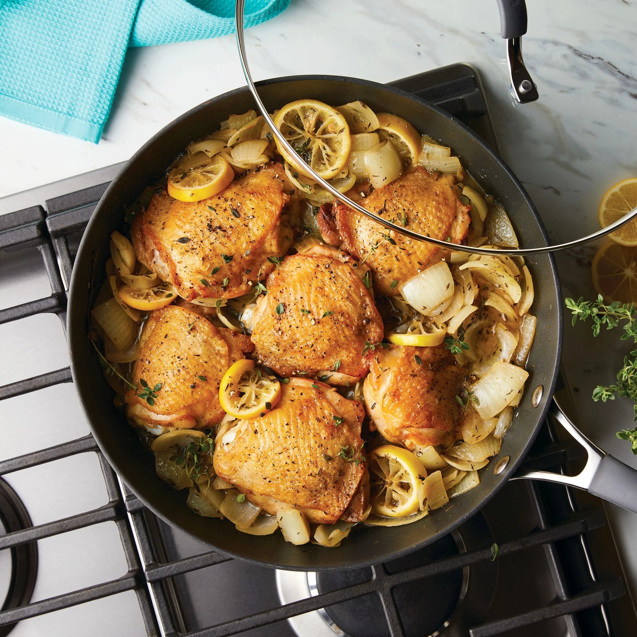12 Inch Nonstick Deep Frying Pan with Lid, Gray E83015